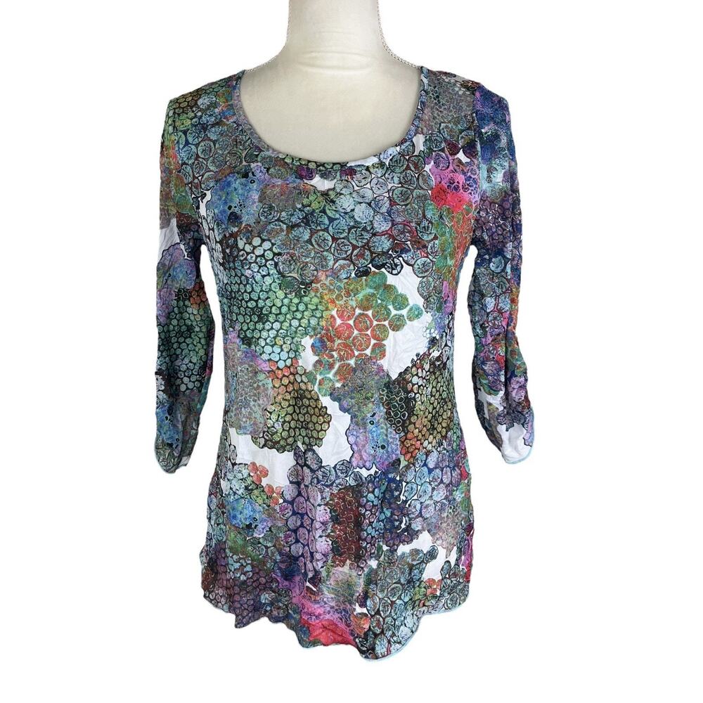 Snoskins Boho Artsy Expressionist Bold Blouse Creative Abstract Retro Size XS